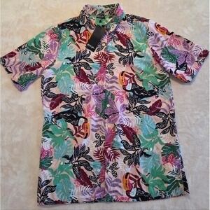 Nasty Gal NWT Tropical Toucan Button Up Vacation Statement Shirt Size 6